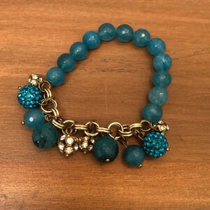 Teal Blue and Gold Stretchy Bracelet from New York & Company, jewel tone